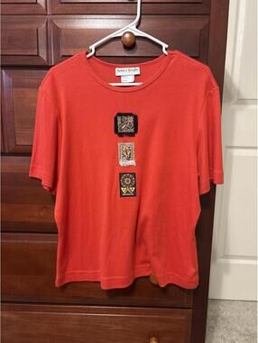 City Girl by Nancy Bolen Women's Red and Orange Tshirt